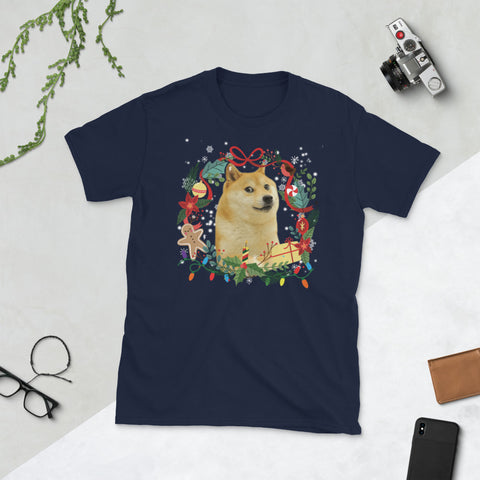 Image of Lover Dogs Shiba Inu Christmas Short-Sleeve Unisex T-Shirt