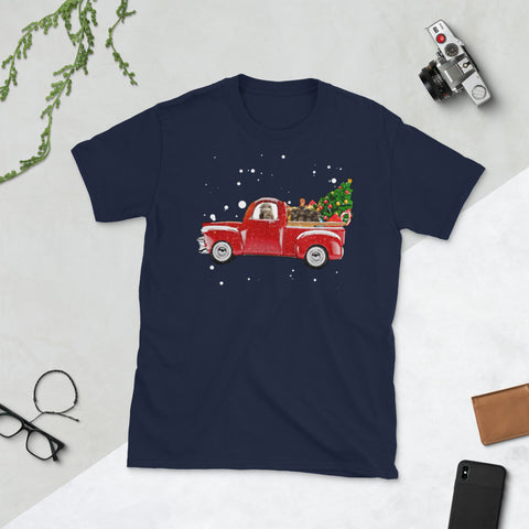 Image of Otter Christmas Car Short-Sleeve Unisex T-Shirt