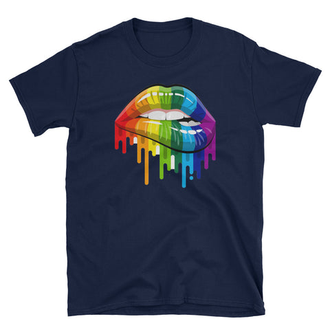 Image of Lgbt Gay Homosexual Lesbian Rainbow Lips Pride Short-Sleeve Unisex T-Shirt, LGBTQ Pride Shirt