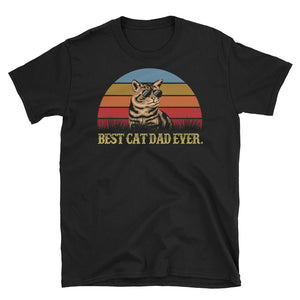 Vintage Best Cat Dad Ever Short-Sleeve Unisex T-Shirt, Father's Day Shirt For Cat Dad