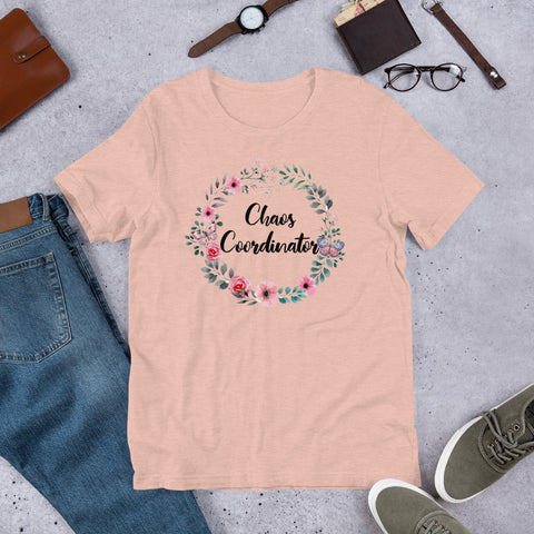 Image of Chaos Coordinator Floral Unisex T-shirt, Cute Floral Shirt For Mother's Day, Mother's Day Gift For Mom