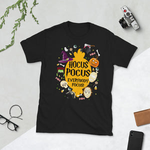 Hocus Pocus Everybody Focus Funny Halloween Short-Sleeve Unisex T-Shirt