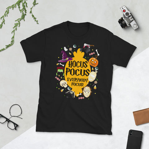 Image of Hocus Pocus Everybody Focus Funny Halloween Short-Sleeve Unisex T-Shirt