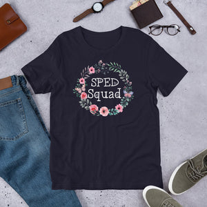 SPED Squad Floral Short-Sleeve Unisex T-Shirt, Floral T-shirt For Women