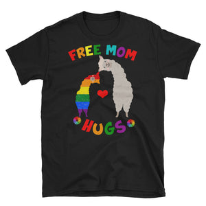 Free  Mom Hug Llama Gay Lesbian Pride Short-Sleeve Unisex T-Shirt, LBGTQ Pride Shirt, Cute Llama Mom Shirt