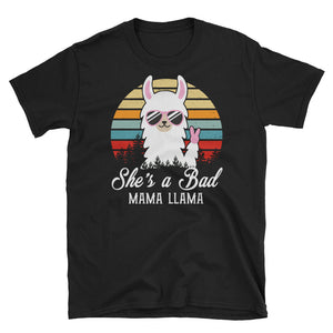 Retro She's A Bad Mama Llama Short-Sleeve Unisex T-Shirt, Cute Mama Llama Shirt, Funny Graphic Llama Tee