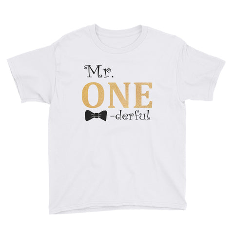 Image of Mr Onederful Youth Short Sleeve T-Shirt, Funny T-shirt For Kids, Birthday T-shirt For Kids