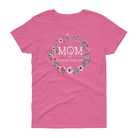 Image of Personalized Mom Of Kids Names Ladies Heavy Cotton Short Sleeve T-Shirt, Mother's Day Gift For Mom