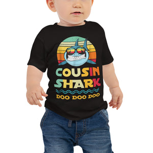 Personalized Cousin Shark Doo Doo Doo Baby Jersey Short Sleeve Tee, Funny Matching Baby Shark for Family For Kids From 6 Month To 24 Month