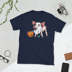 Pig Ghost Halloween Funny Pig Candy Lovers Short-Sleeve Unisex T-Shirt