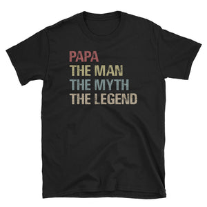 Personalized PaPa The Man The Myth The Legend Unisex Softstyle T-Shirt, Retro Father's Day T-shirt For Papa