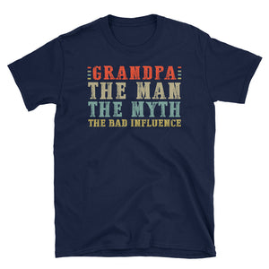 Retro Grandpa The Man The Myth The Bad Influence Short-Sleeve Unisex T-Shirt, Father's Day Shirt For Grandpa