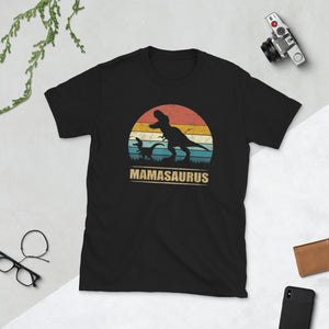 Retro Mamasaurus T-rex Dinosaur Funny Mama Saurus Family Matching Short-Sleeve Unisex T-Shirt