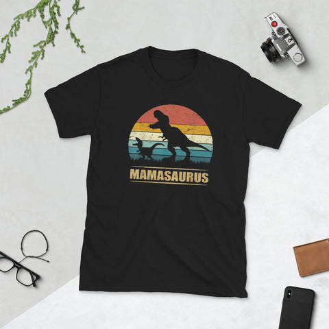 Image of Retro Mamasaurus T-rex Dinosaur Funny Mama Saurus Family Matching Short-Sleeve Unisex T-Shirt