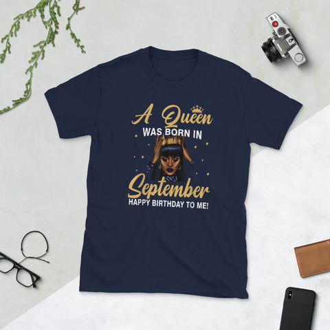 Image of A Queen Was Born In September Birthday Short-Sleeve Unisex T-Shirt