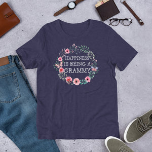 Personalized Happiness Is Being A Grammy Floral Short-Sleeve Unisex T-Shirt, Floral Mother's Day Gift For Grandma, Mommy, Aunt