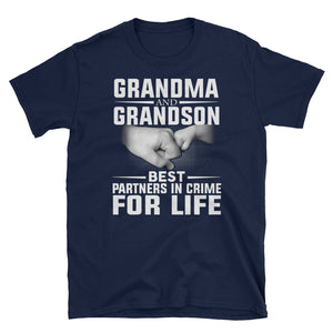 Grandma and Grandson Best Partners In Crime For Life Short-Sleeve Unisex T-Shirt, Funny Mother's Day Shirt For Grandma