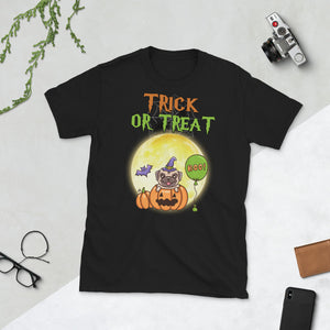 Halloween Pug Pumpkin Moon Trick or Treat Short-Sleeve Unisex T-Shirt