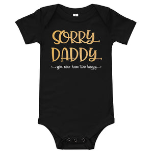 Personalized Funny Sorry Daddy You Now Have Two Bosses Gold T-Shirt, Funny Onesies Bodysuits For Kids