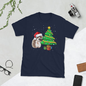 Christmas Hedgehogs Tree Light Christmas Short-Sleeve Unisex T-Shirt
