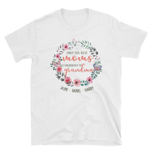 Personalized Kids Names Only The Best Mom Get Promoted To Grandma Unisex Softstyle T-Shirt, Mother's Day Gift For Grandma