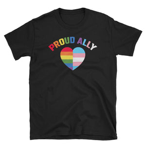 Personalize Proud Ally LGBT Rainbow Heart Short-Sleeve Unisex T-Shirt, LGBTQ Pride Shirt, Lgbt Month Shirt, Proud Mom Shirt, Proud Dad Shirt