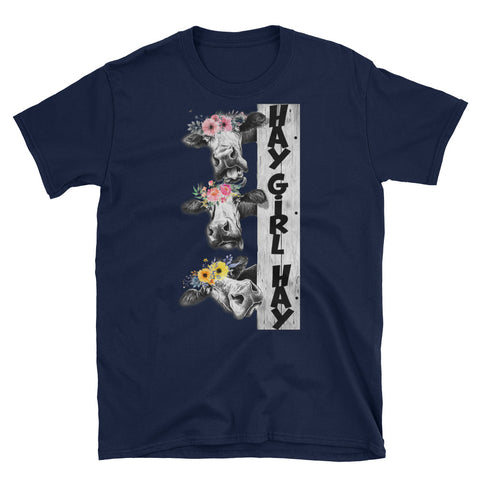 Image of Hay Girl Hay Flower Heifer Short-Sleeve Unisex T-Shirt / Heifer Lover / Farmers Life / Heifer Women Shirt / Heifer Ladies