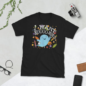 I Want Boooo Bies Ghost Halloween Short-Sleeve Unisex T-Shirt