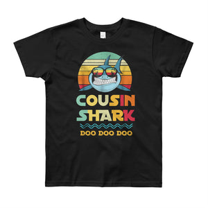 Personalized Cousin Shark Doo Doo Doo Youth Short Sleeve T-Shirt, Funny Matching Baby Shark Family For Kids From 8 Years Old To 12 Years Old