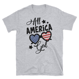 All America Girl America Flag 4th Of July Short-Sleeve Unisex T-Shirt, Independence Day Shirt