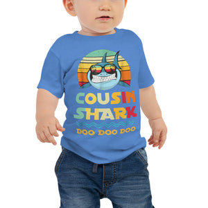 Personalized Cousin Shark Doo Doo Doo Baby Jersey Short Sleeve Tee, Funny Matching Baby Shark for Family For Kids From 6 Month To 24 Month