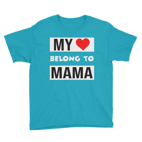 Image of Personalized My Heart Belong To Mama Youth Lightweight Fashion T-Shirt, Cute Mother's Day Gift For Kids