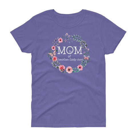 Image of Personalized Mom Of Kids Names Ladies Heavy Cotton Short Sleeve T-Shirt, Mother's Day Gift For Mom