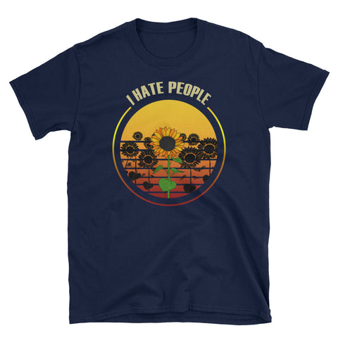 Image of I Hate People Short-Sleeve Unisex T-Shirt, Sunflower Shirt, Hiking T-shirt, Camping Shirt