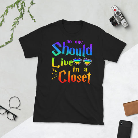 Image of No One Should Live In A Closet LGBT Day Short-Sleeve Unisex T-Shirt