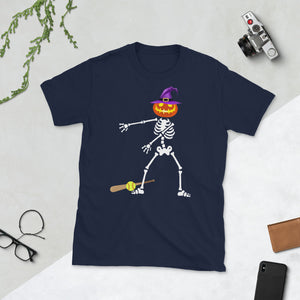 Skeleton Pumpkin Witch Softball Flossing Dance Halloween Costume Short-Sleeve Unisex T-Shirt