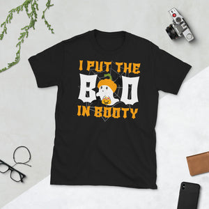 I Put The Boo In Booty Halloween Ghost Spider Short-Sleeve Unisex T-Shirt