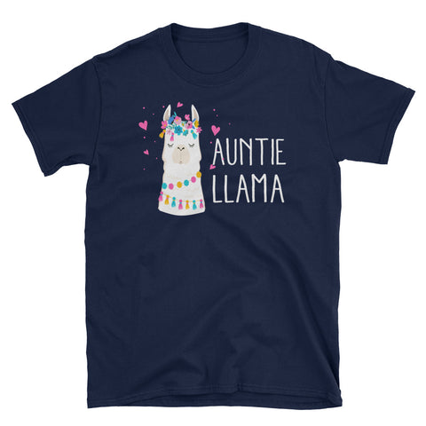 Image of Personalize Auntie Llama Short-Sleeve Unisex T-Shirt, Funny Graphic Tee, Auntie Gift, Mother's Day Gift For Aunt