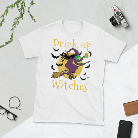 Image of Drink Up Witches Funny Halloween Short-Sleeve Unisex T-Shirt