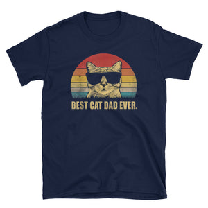Vintage Best Cat Dad Ever Short-Sleeve Unisex T-Shirt