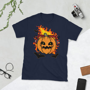 Halloween Pumpkin With Headphone Bat Lover Short-Sleeve Unisex T-Shirt