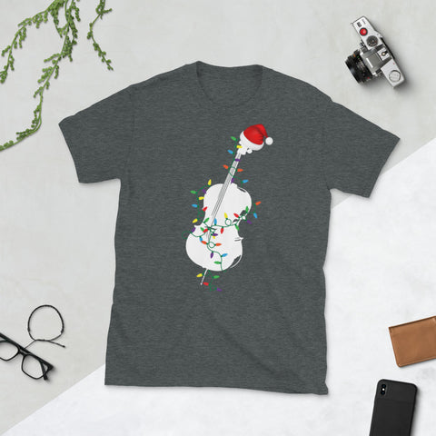Image of Christmas Cello Hat Santa Best Christmas Band Short-Sleeve Unisex T-Shirt