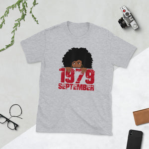 Queen Born in September 1979 40th Birthday Black Women Short-Sleeve Unisex T-Shirt