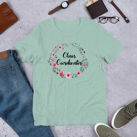 Image of Chaos Coordinator Floral Unisex T-shirt, Cute Floral Shirt For Mother's Day, Mother's Day Gift For Mom