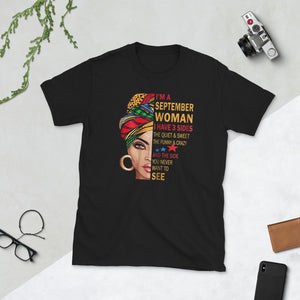 September Woman I Have 3 Sides September Birthday Gift Short-Sleeve Unisex T-Shirt