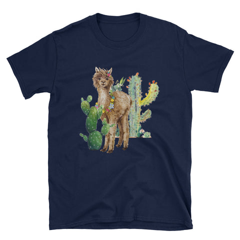 Image of Alpaca Cactus Desert Short-Sleeve Unisex T-Shirt / Funny Alpaca / Desert Shirt / Cactus Shirt