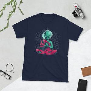 Alien Buddha Monk Meditation Yoga Halloween Short-Sleeve Unisex T-Shirt