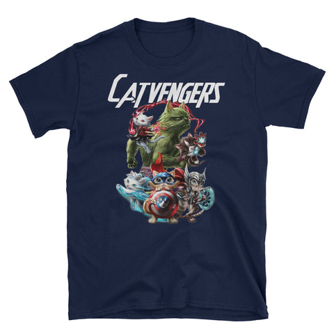 Image of Cute Cat Catvengers Short-Sleeve Unisex T-Shirt, Funny Graphic Tee