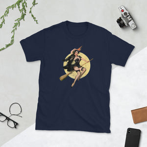 Awesome Vintage Pin Up Witch Halloween Short-Sleeve Unisex T-Shirt