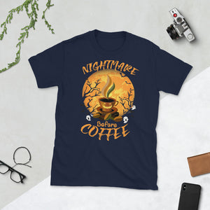 Nightmare Before Coffee Cup Halloween Pumpkin Ghost Short-Sleeve Unisex T-Shirt